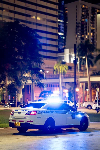 Miami Usa Července 2021 Miami Dade Policejní Auto Hlídce Světly — Stock fotografie