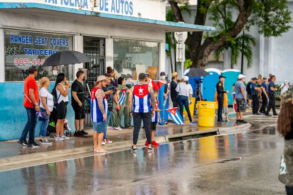 Miami Usa July 2021 Photo People Protesting Support Cuba Rally — Stock Photo, Image