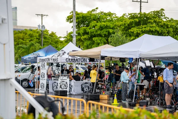 Miami Usa July 2021 Photo People Protesting Support Cuba Rally — Stock Photo, Image