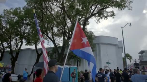 Miami Usa Juli 2021 Kubanische Flaggen Bei Der Unterstützung Von — Stockvideo