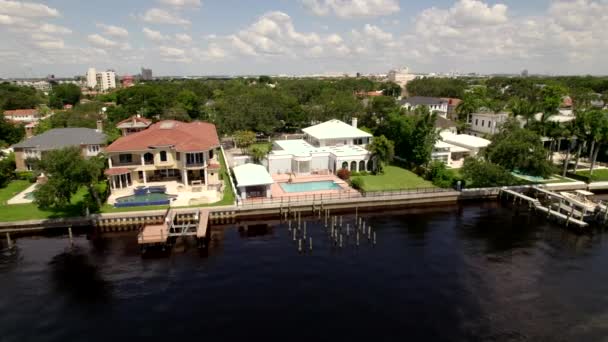 Lyx Hem Herrgård Davis Island Tampa Antenn Videotur — Stockvideo