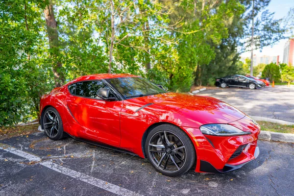 Miami Julio 2021 Foto Una Toyorta Supra Roja 2021 — Foto de Stock