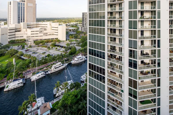 Légifotó Fort Lauderdale Las Olas Folyó Társasház Épületek Usa — Stock Fotó