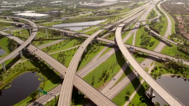 Luftbild Eines Autobahnkreuzes Sunrise Florida Usa 595 I75 — Stockvideo
