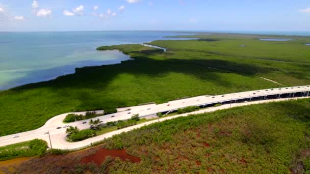 Snelweg Naar Florida Keys Luchtfoto Drone Video — Stockvideo