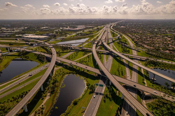 Foto Aérea 595 Intercambio Autopistas I75 Por Sunrise Ciudad Weston —  Fotos de Stock