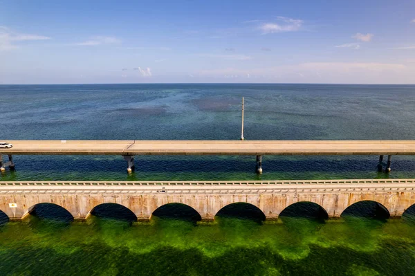 Aerial Drone Foto Florida Keys Mile Bridge — Fotografia de Stock