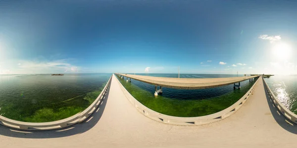 Florida Keys Mile Bridge 360Vr Photo Sphérique Équirectangulaire — Photo