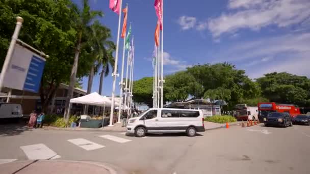 Miami Usa August 2021 Tourrists Bayside Miami Видеоролики Стабилизированы — стоковое видео