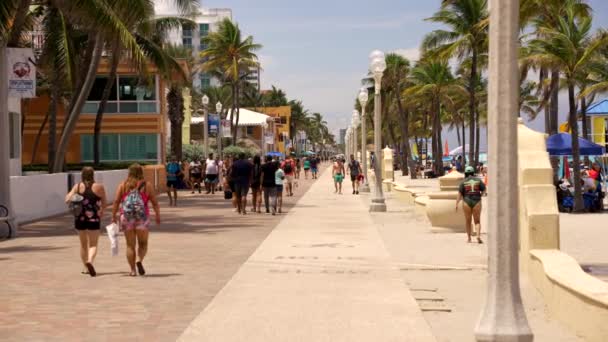 Hollywood Usa Augusti 2021 Turism Hollywood Beach Florida Slow Motion — Stockvideo