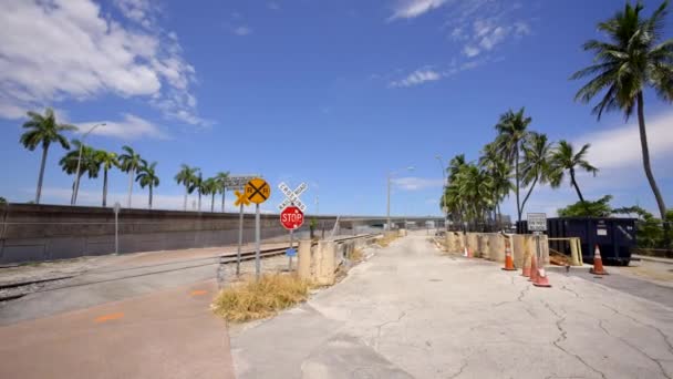 Viejo Puerto Miami Puente Cercado Ninguna Entrada — Vídeos de Stock