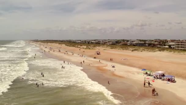 Luchtfoto Video Toeristen Augustine Beach Usa — Stockvideo