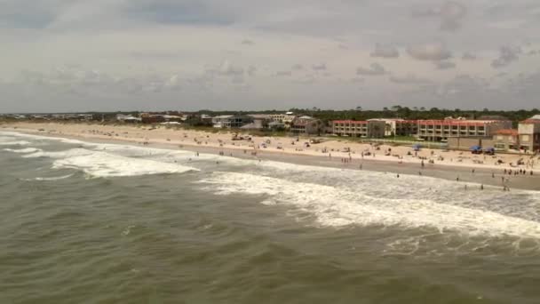 Aerial Drone Video Augustine Beach Muelle Pesca 60Fps — Vídeo de stock