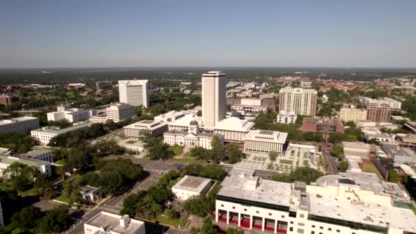 Video Seguimiento Aéreo Florida State Capitol Building Downtown Tallahassee Estados — Vídeos de Stock