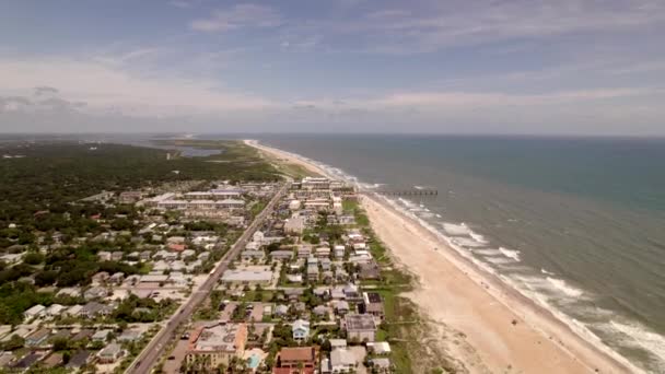 Luchtfoto Clip Mooi Florida Beach Augustine Naderen Anastasia State Park — Stockvideo