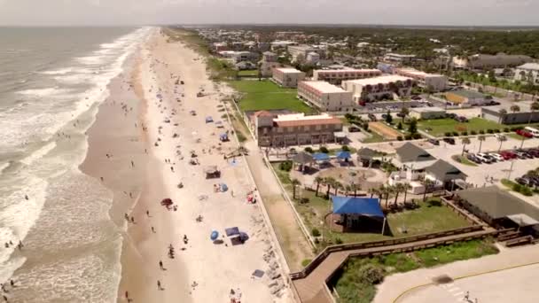 Luchtfoto Van Toeristen Die Aankomen Augustine Beach Usa — Stockvideo