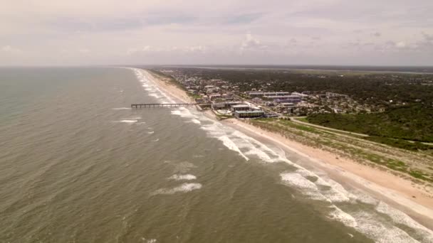 Aproximación Aérea Augustine Beach Florida Estados Unidos — Vídeos de Stock