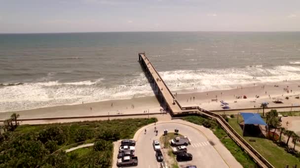 Aerial Video Johns County Ocean Pier Drone Video Augustine Beach — Stock Video