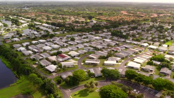 Drone Aéreo Tiro Remolque Parque Casas Móviles — Vídeos de Stock