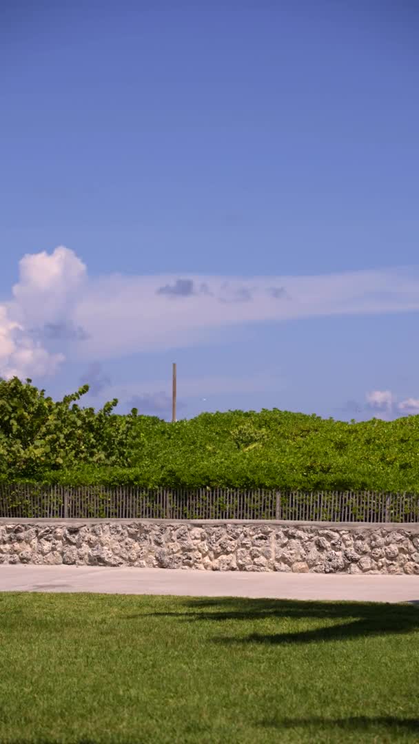 Vertical Video Miami Beach Ocean Drive People — Vídeos de Stock