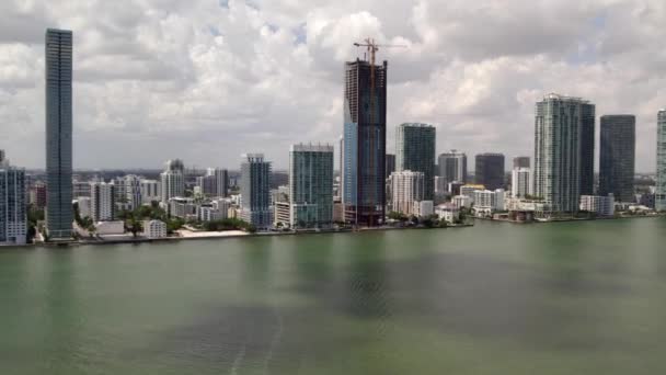 Bella Clip Aerea Edgewater Miami Missoni Baia Costruzione Torre 60Fps — Video Stock