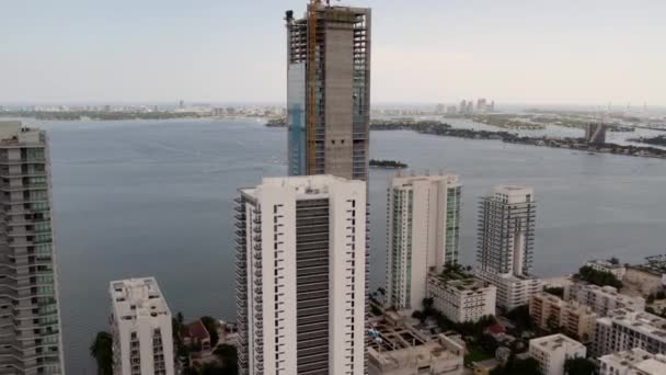 Строительство Башни Эджуотер Миссони Байя Майами Сентябрь 2021 Года — стоковое видео