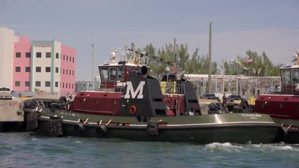 Moran Vlečné Čluny Přístavu Miami Usa — Stock video