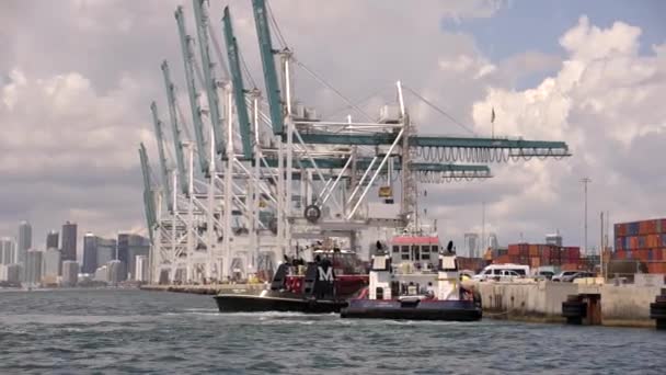 Remorqueur Film Mouvement Port Miami 60Fps — Video