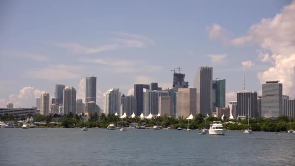 Boat Pov Downtown Miami Pohyb Roll — Stock video