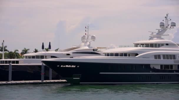Kinematické Roll Paralaxy Záběry Luxusní Jachty Miami — Stock video