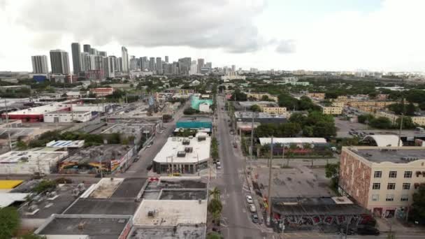 Aerial Video 2Nd Avenue Wynwood Miami Main Road — Stock Video