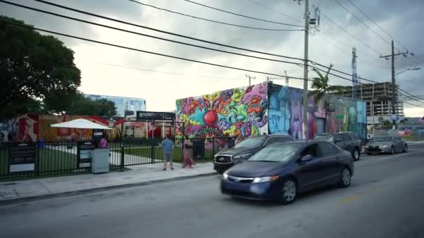 Wynwood Muros Arte Entrada Miami Video Movimiento — Vídeo de stock