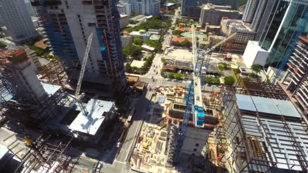 Sitio de construcción aérea drone video — Vídeos de Stock