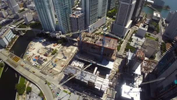 Повітряні drone відео brickell центрі міста — стокове відео