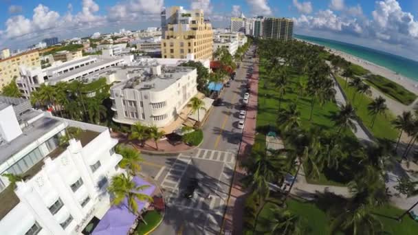 Flyg Miami Beach Ocean Drive — Stockvideo