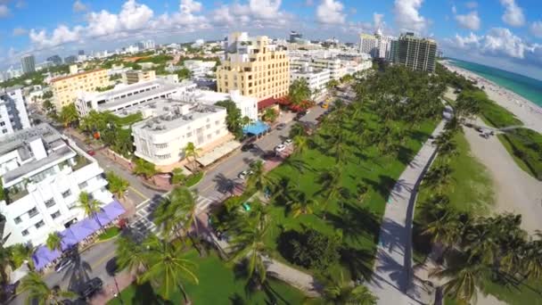 Aerial Miami Beach Ocean Drive — Stock Video