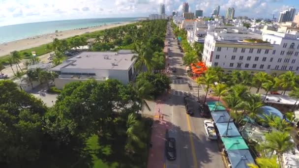 Flyg Miami Beach Ocean Drive — Stockvideo