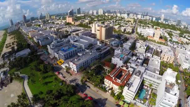 Aerial Miami Beach Ocean Drive — Stock Video