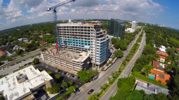 Aerial video of a construction site in Miami by Biscayne Boulevard — Stock Video