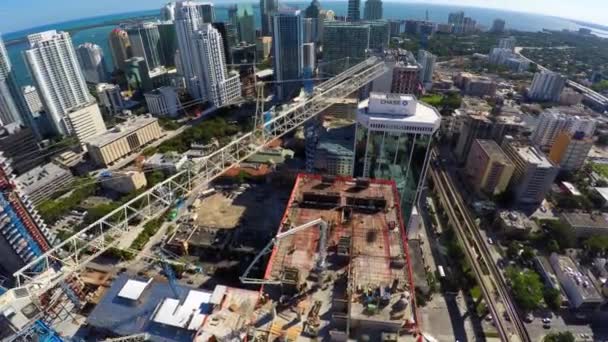 Letecká videa centra města Brickell staveniště — Stock video