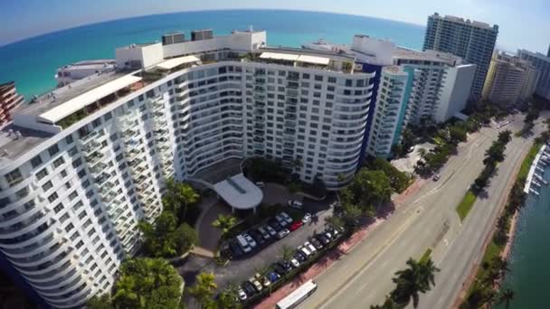 Miami Beach buildings on the ocean — Stock Video