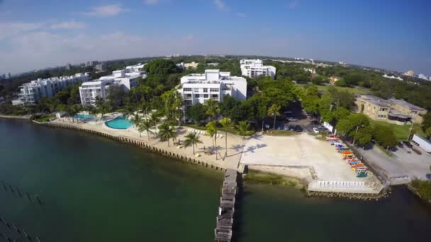 Aerial shot waterfront real estate Miami — Stock Video