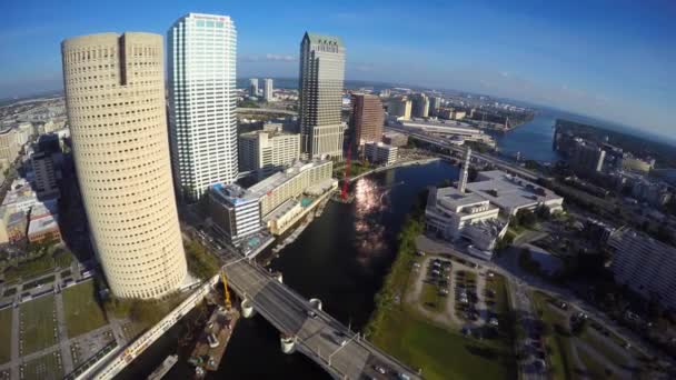 Filmagem de vídeo aéreo de Downtown Tampa — Vídeo de Stock