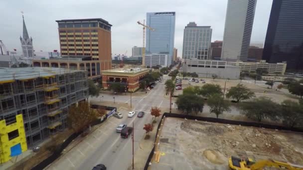 Downtown Houston Texas kranen — Stockvideo