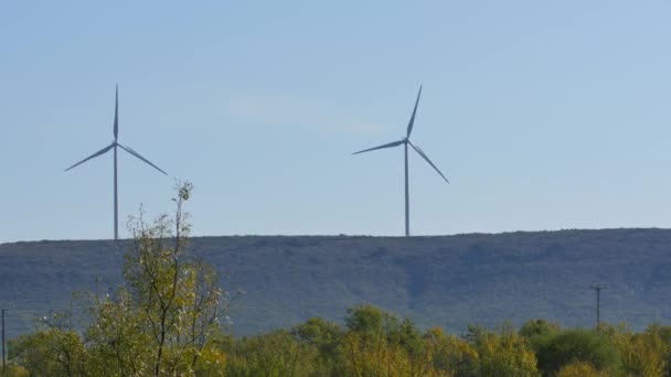 Texas windpark windgeneratoren in bewegung — Stockvideo