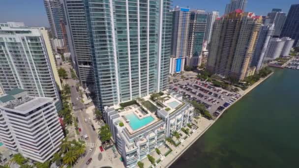 Aerial drone video Brickell Miami — Stock Video