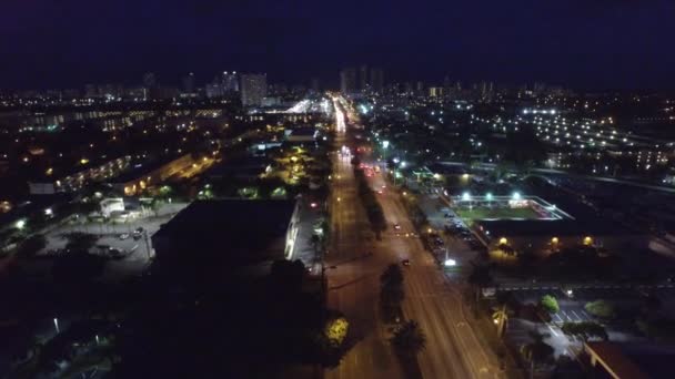 Night aerial video Hallandale Florida — Stock Video