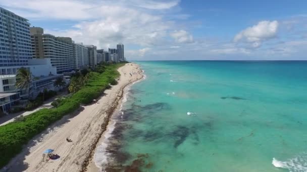 Luchtfoto video zomervakantie van Miami Beach — Stockvideo