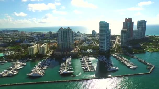 Miami Beach marina e grattacieli — Video Stock