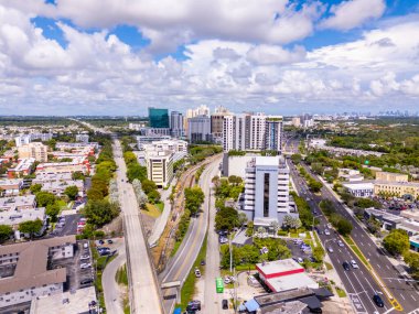 Miami, FL, USA - October 7, 2025: Downtown Dadeland Datram business district Miami. Aerial drone photo taken 2025